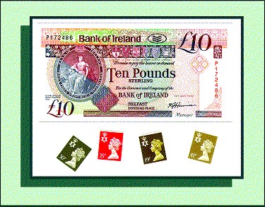 10 Note & Stamps of Northern Ireland